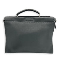 Peekaboo Grey Top Handle Bag in Calfskin, Silver hardware