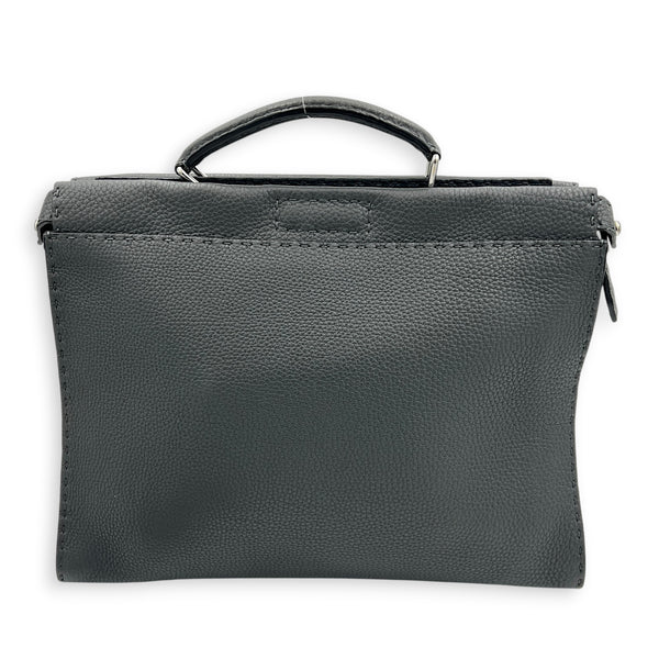 Peekaboo Grey Top Handle Bag in Calfskin, Silver hardware