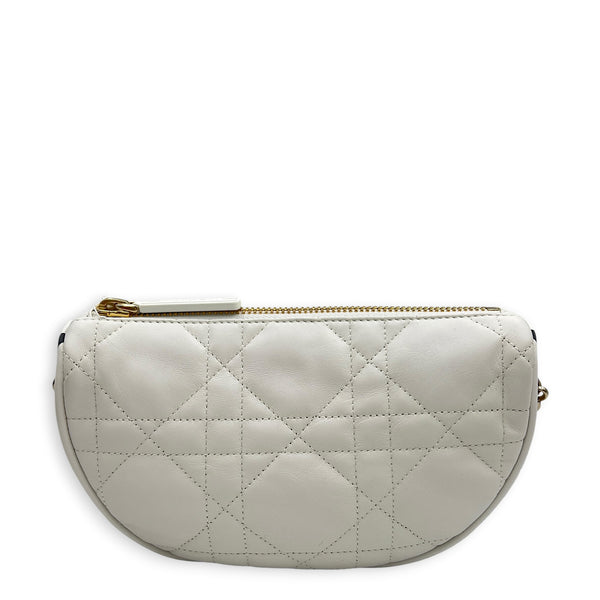Vibe Small White Shoulder Bag in Calfskin, Gold hardware