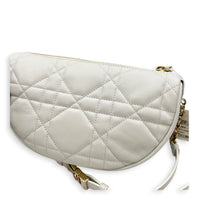Vibe Small White Shoulder Bag in Calfskin, Gold hardware