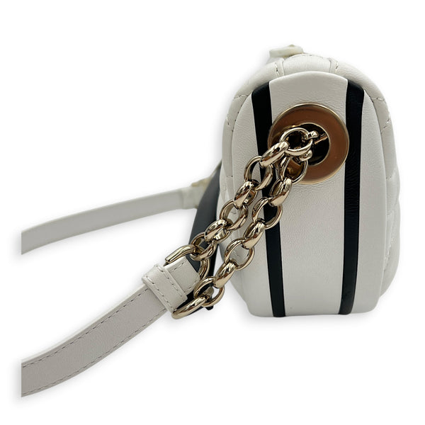 Vibe Small White Shoulder Bag in Calfskin, Gold hardware
