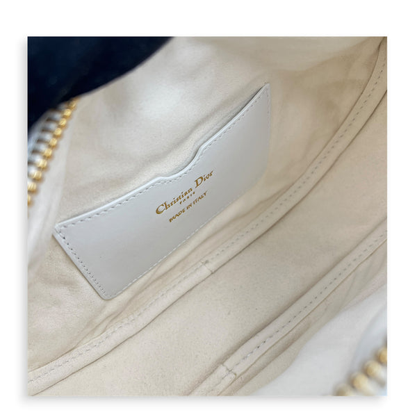 Vibe Small White Shoulder Bag in Calfskin, Gold hardware