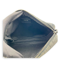 Saddle Triple Pouch Black Crossbody Bag in Oblique Jacquard, Silver hardware