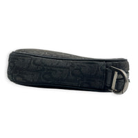 Saddle Triple Pouch Black Crossbody Bag in Oblique Jacquard, Silver hardware