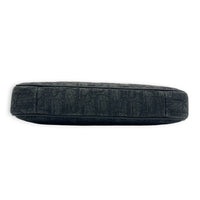 Saddle Triple Pouch Black Crossbody Bag in Oblique Jacquard, Silver hardware