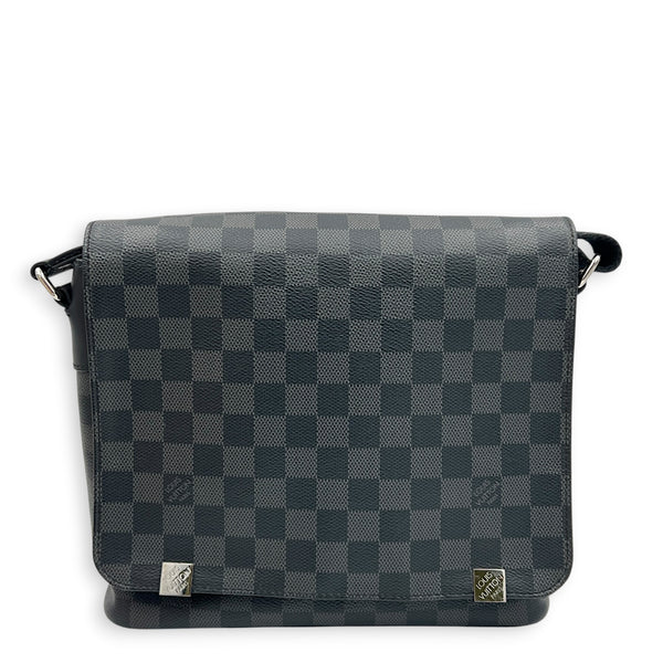 District Messenger Black in Coated Canvas, Silver hardware