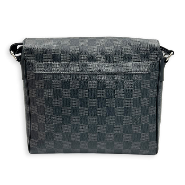 District Messenger Black in Coated Canvas, Silver hardware