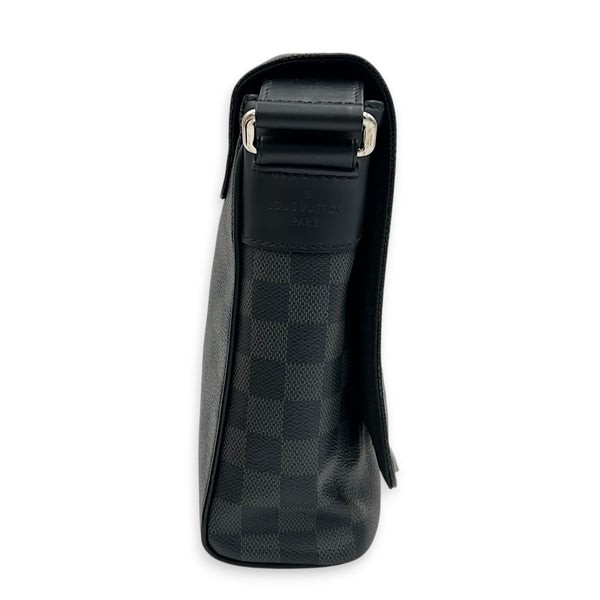District Messenger Black in Coated Canvas, Silver hardware