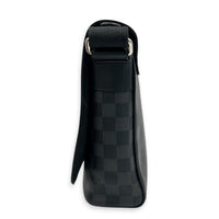 District Messenger Black in Coated Canvas, Silver hardware