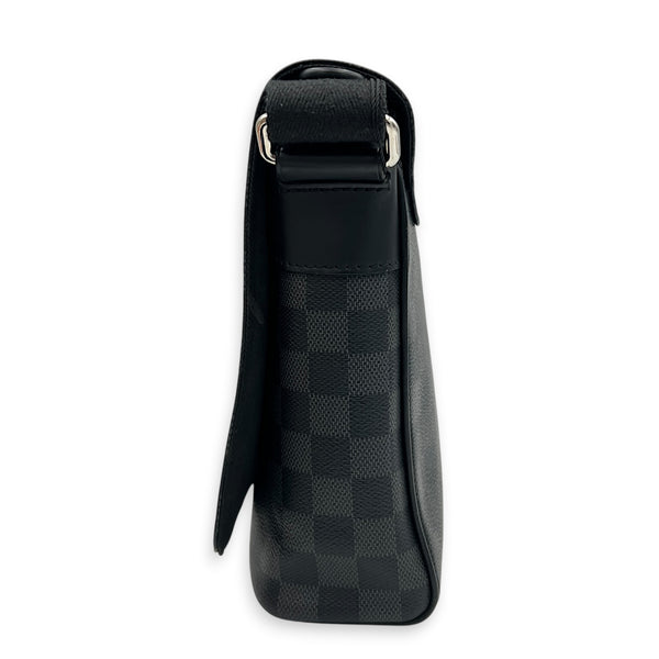 District Messenger Black in Coated Canvas, Silver hardware
