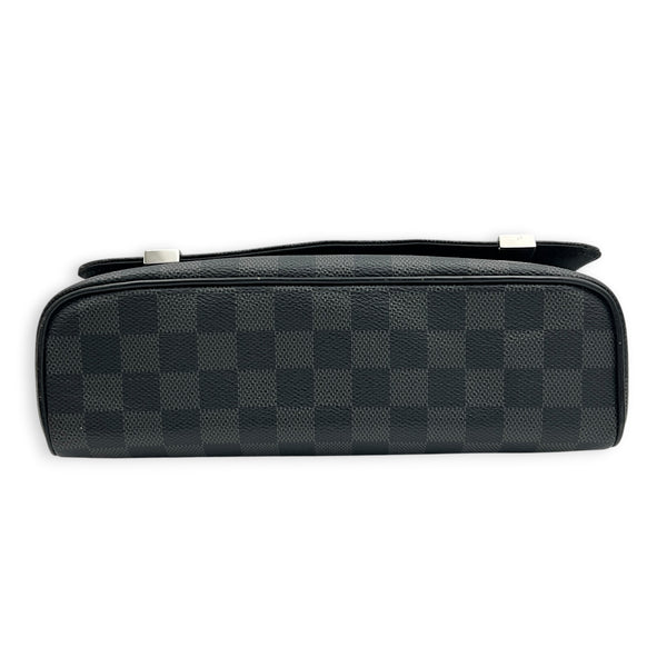 District Messenger Black in Coated Canvas, Silver hardware