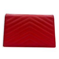 Cassandre Wallet On Chain Red in Caviar Leather, Gold hardware