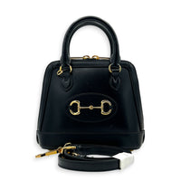 Horsebit 1955 Top Handle Bag Black in Calfskin, Gold hardware