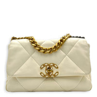 C19 Top Handle Bag White in Lambskin, Mixed hardware