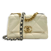 C19 Top Handle Bag White in Lambskin, Mixed hardware