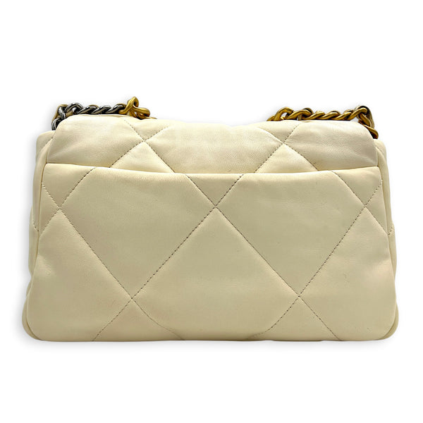 C19 Top Handle Bag White in Lambskin, Mixed hardware