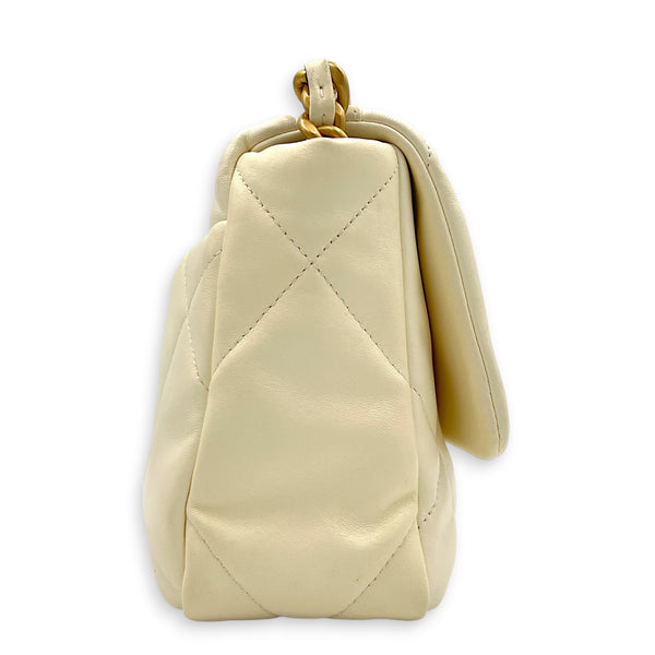C19 Top Handle Bag White in Lambskin, Mixed hardware
