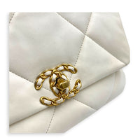 C19 Top Handle Bag White in Lambskin, Mixed hardware