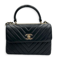 Trendy CC Black Top Handle Bag in Lambskin, Gold hardware