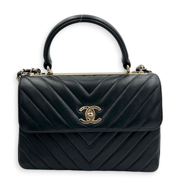 Trendy CC Black Top Handle Bag in Lambskin, Gold hardware