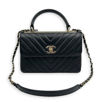 Trendy CC Black Top Handle Bag in Lambskin, Gold hardware