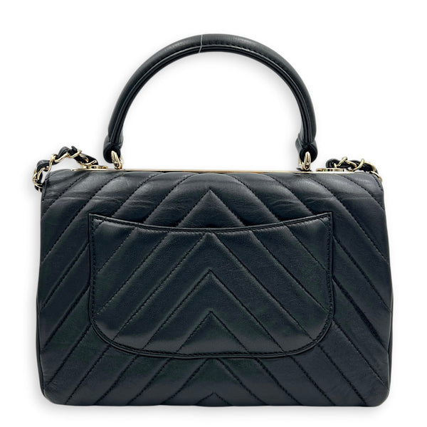 Trendy CC Black Top Handle Bag in Lambskin, Gold hardware