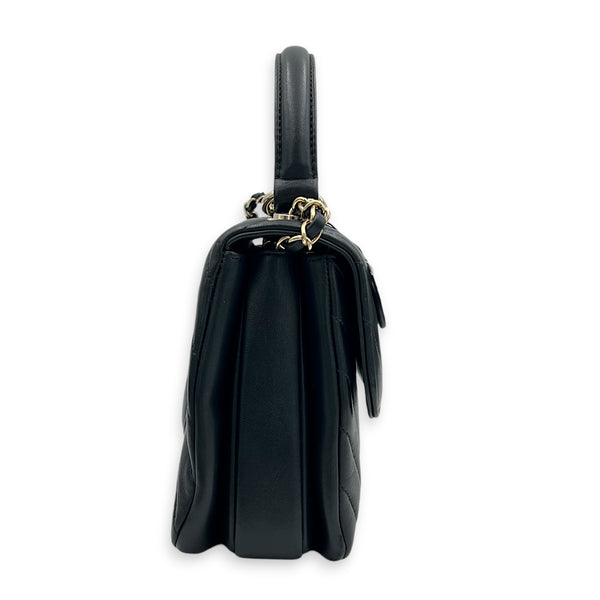Trendy CC Black Top Handle Bag in Lambskin, Gold hardware