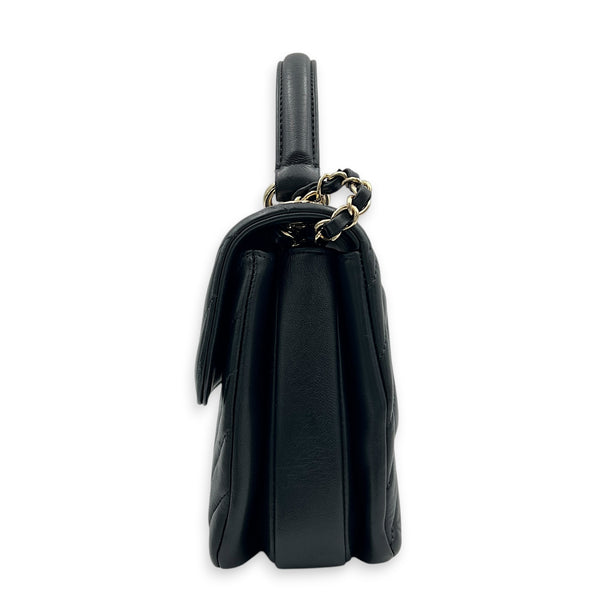 Trendy CC Black Top Handle Bag in Lambskin, Gold hardware