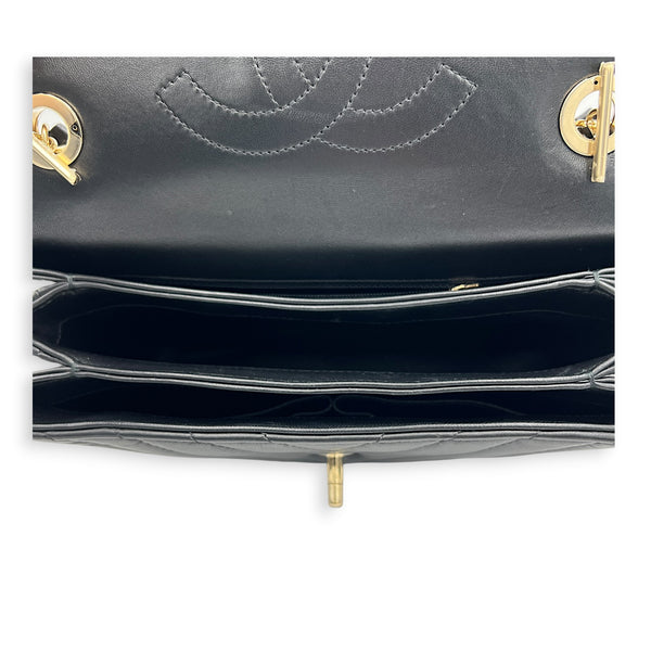 Trendy CC Black Top Handle Bag in Lambskin, Gold hardware