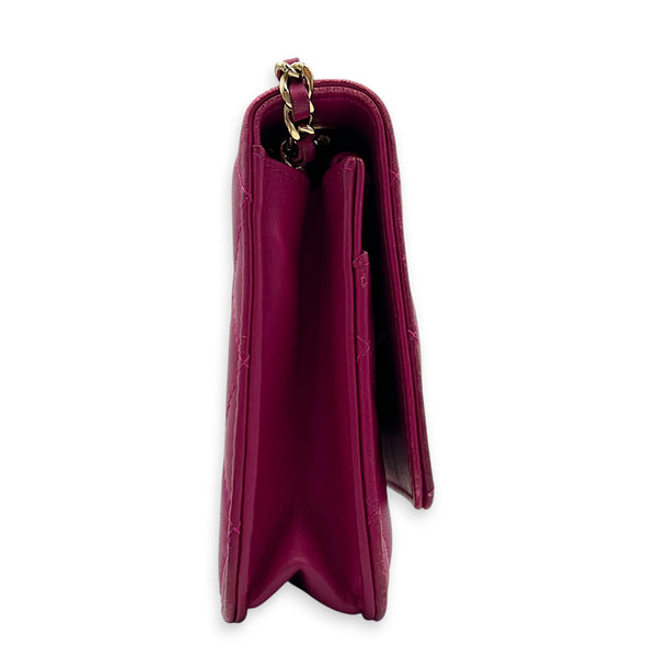 CC Trendy Pink Wallet On Chain in Lambskin, Gold hardware