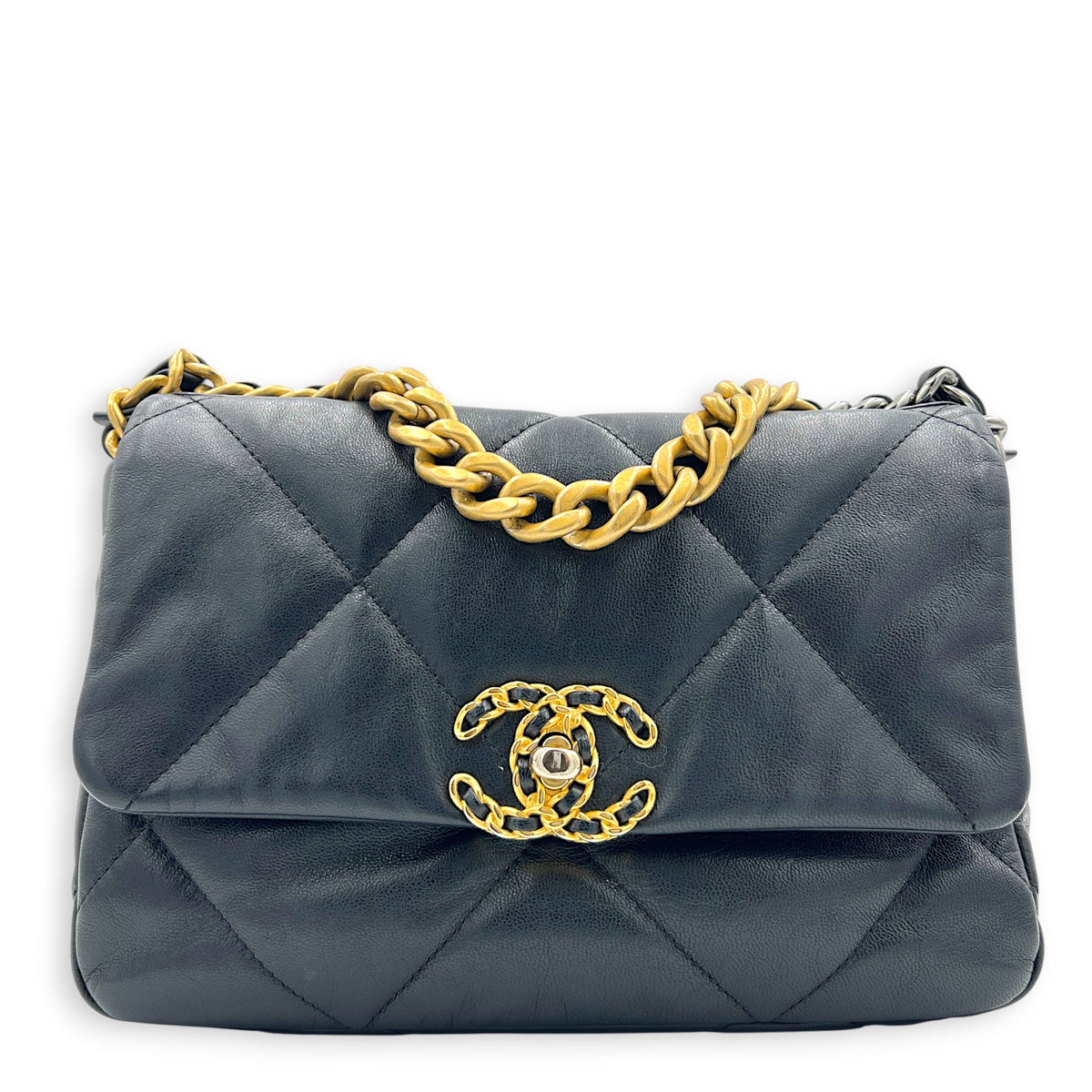 C19 Top Handle Bag Black in Calfskin, Mixed hardware