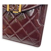 23A Top Handle Bag Brown in Patent Leather, Gold hardware
