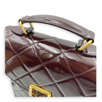 23A Top Handle Bag Brown in Patent Leather, Gold hardware