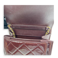 23A Top Handle Bag Brown in Patent Leather, Gold hardware