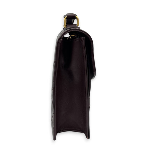 23A Top Handle Bag Brown in Patent Leather, Gold hardware