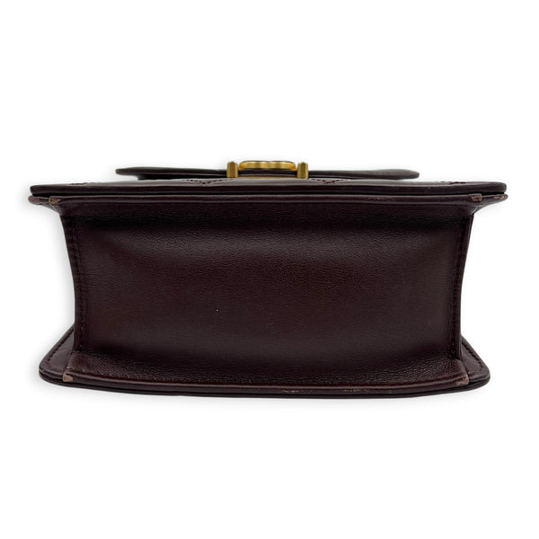 23A Top Handle Bag Brown in Patent Leather, Gold hardware