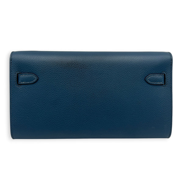 Kelly To Go Bleu de Prusse Wallet in Epsom, Palladium hardware