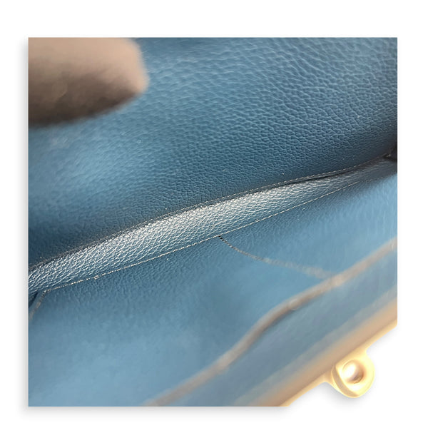 Kelly To Go Bleu de Prusse Wallet in Epsom, Palladium hardware