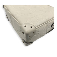 GG Embossed Trunk White Crossbody Bag in Calfskin, Silver hardware