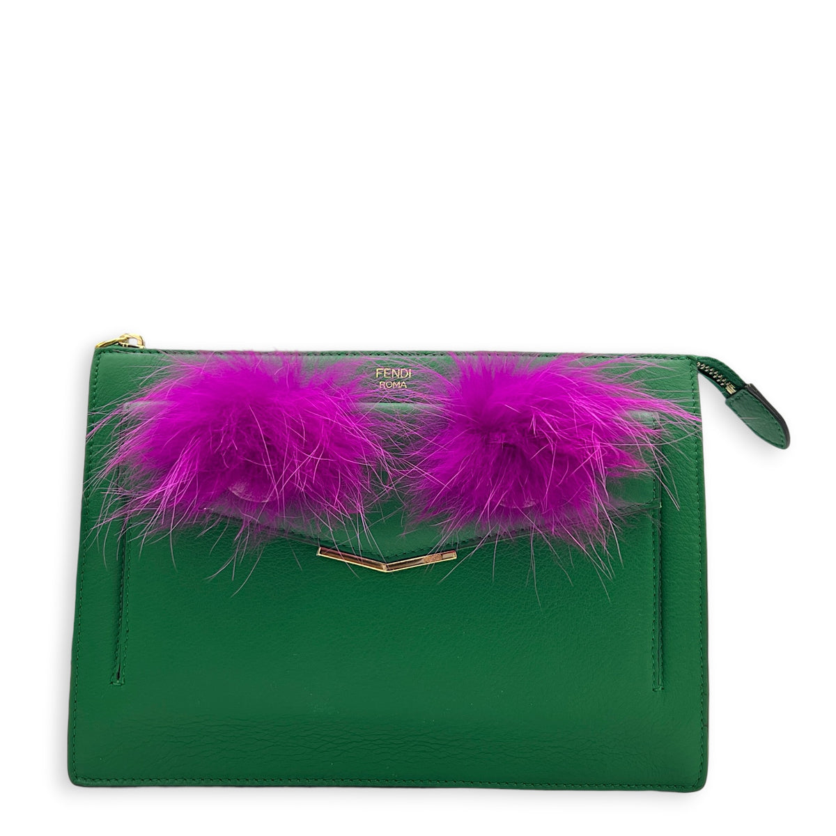 Monster Multi-colour Clutch in Calfskin, Gold hardware