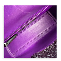 Lady Dior Top Handle Bag Mini Metallic Purple in Lizard, Silver hardware