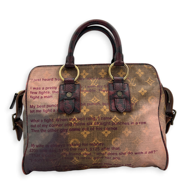 x Richard Prince Graduate Jokes Brown Top Handle Bag in Monogram Coated Canvas, Antique Brass hardware