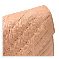 Cassandre Wallet On Chain Pink in Caviar Leather, Silver hardware