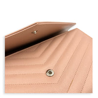 Cassandre Wallet On Chain Pink in Caviar Leather, Silver hardware