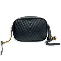 New Wave Crossbody Bag Noir in Calfskin, Gold hardware