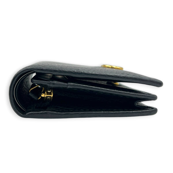 GG Marmont Card Holder Nero in Calfskin, Gold hardware