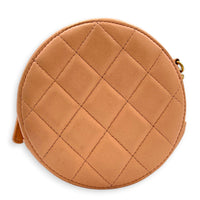 Round CC Mini Pink Crossbody Bag in Lambskin, Gold hardware