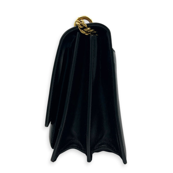 Cassandre Shoulder Bag Noir in Calfskin, Gold hardware
