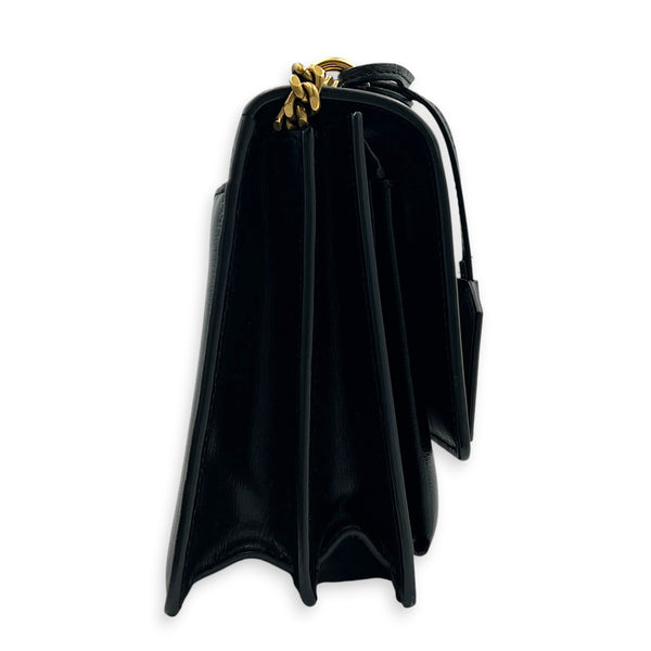 Cassandre Shoulder Bag Noir in Calfskin, Gold hardware