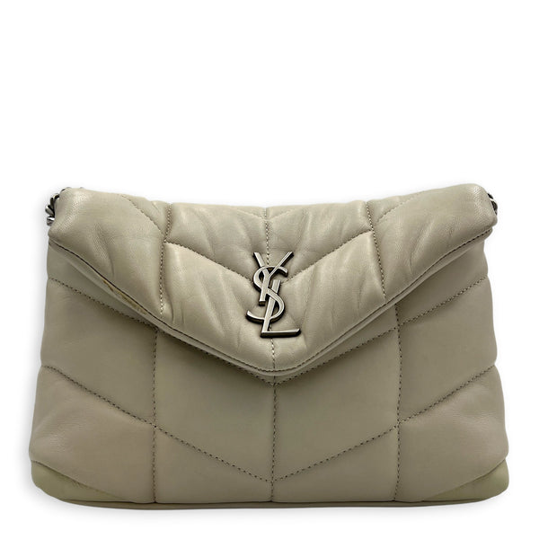 Loulou Crème Vintage Shoulder Bag in Lambskin, Silver hardware